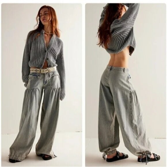 We The Free Free People NWOT Baggy Lotus Jeans Size 28 Almond Milk Color - Picture 4 of 13